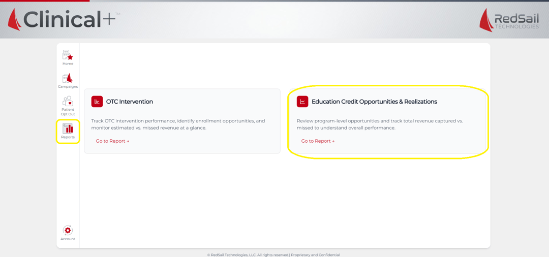 Education Credits dashboard