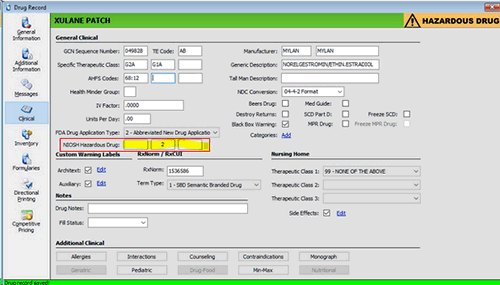 Screenshot: Drug Record